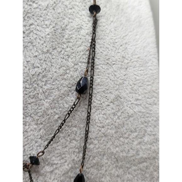 Vintage Gothic Y Necklace Black Glass Beads Double Drop Robert Rose Signed - Picture 3 of 8